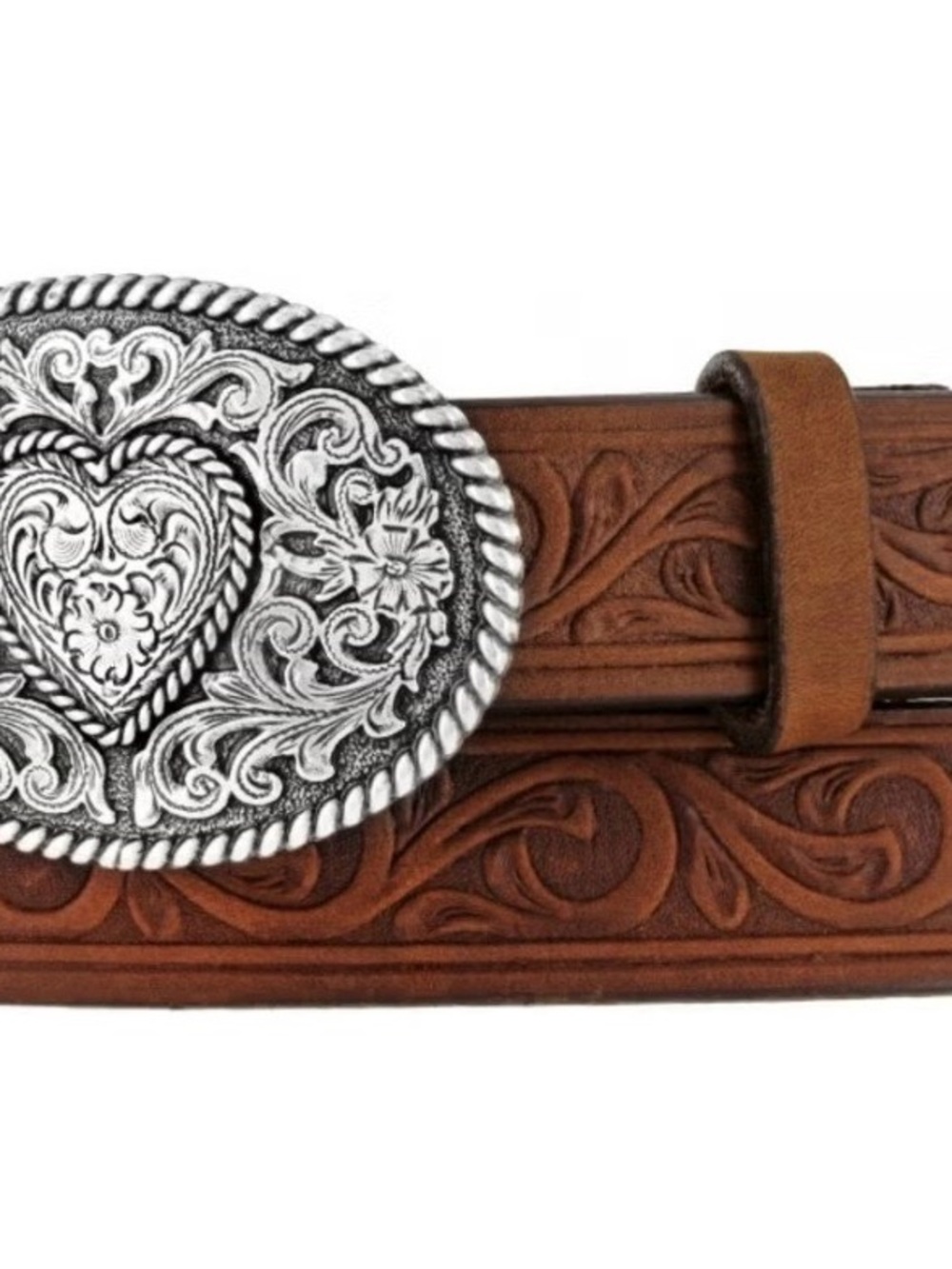 JUSTIN BOOTS GIRL'S WESTERN SCROLL HEART BELT